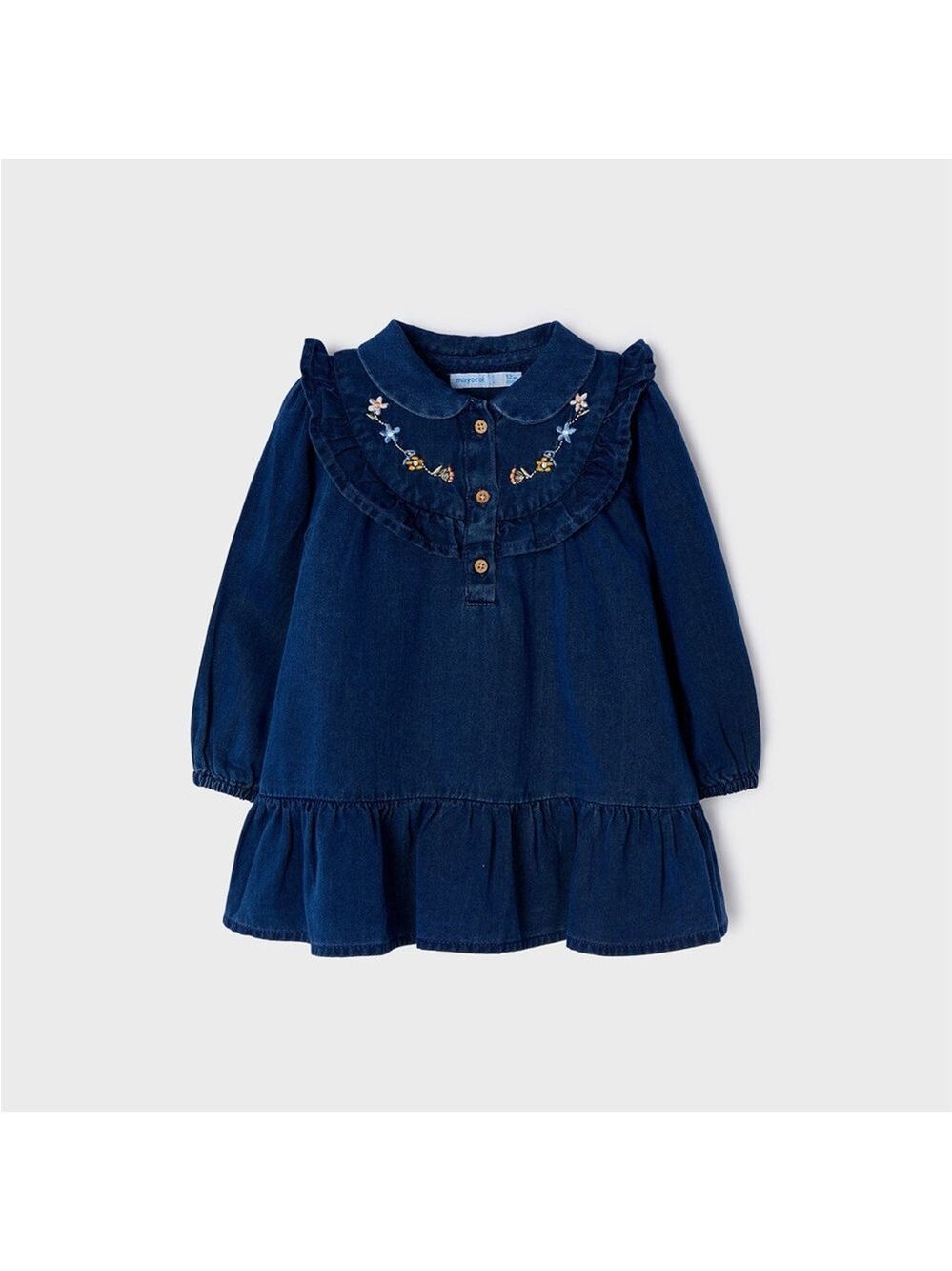 Size 24 months Baby Mayoral Navy Dress with Floral Embroidery